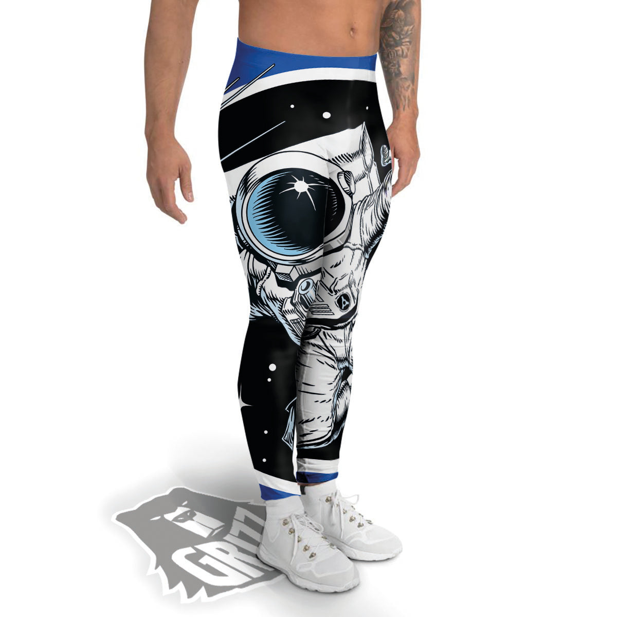 Astronaut In The Space Print Men's Leggings-grizzshop