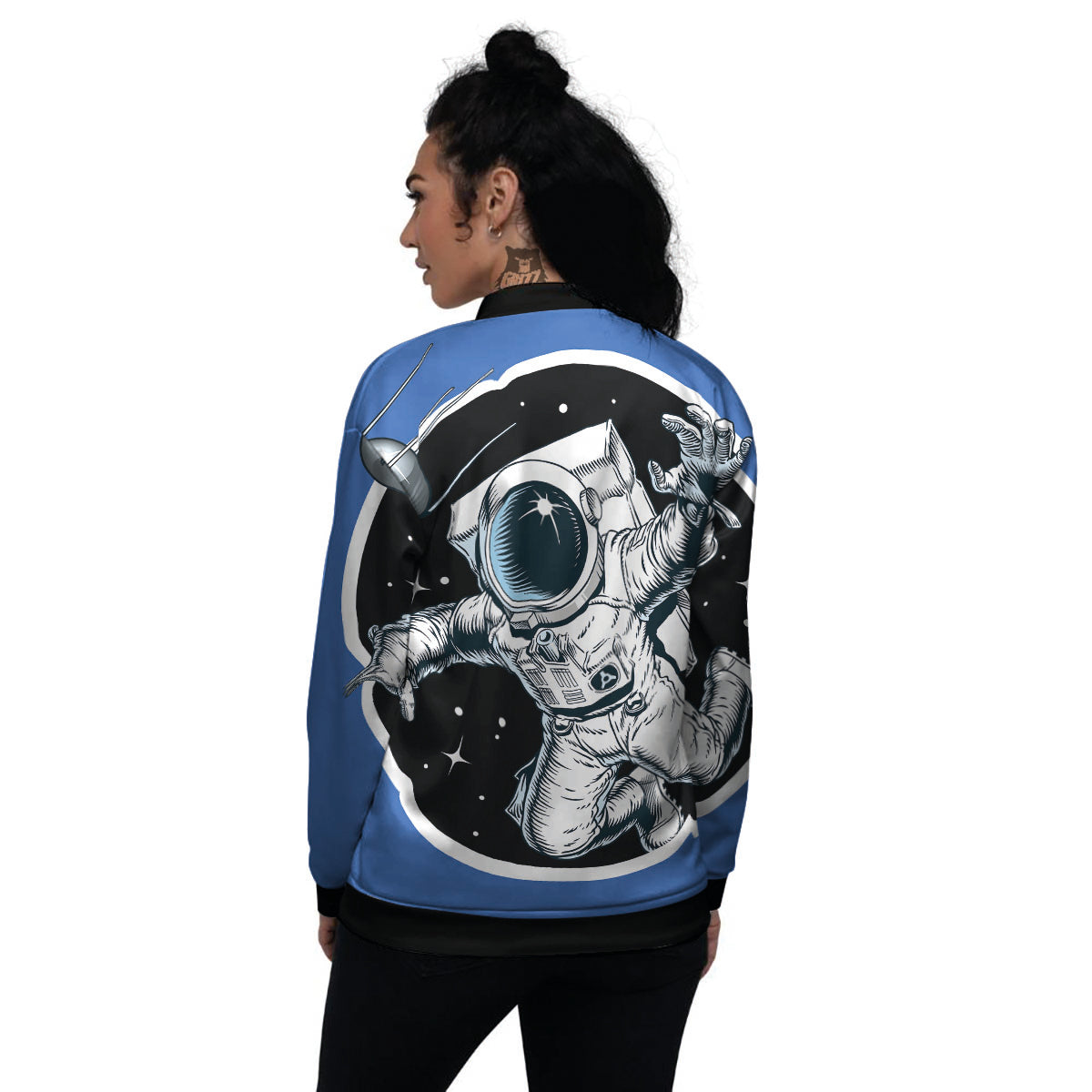 Astronaut In The Space Print Women's Bomber Jacket-grizzshop