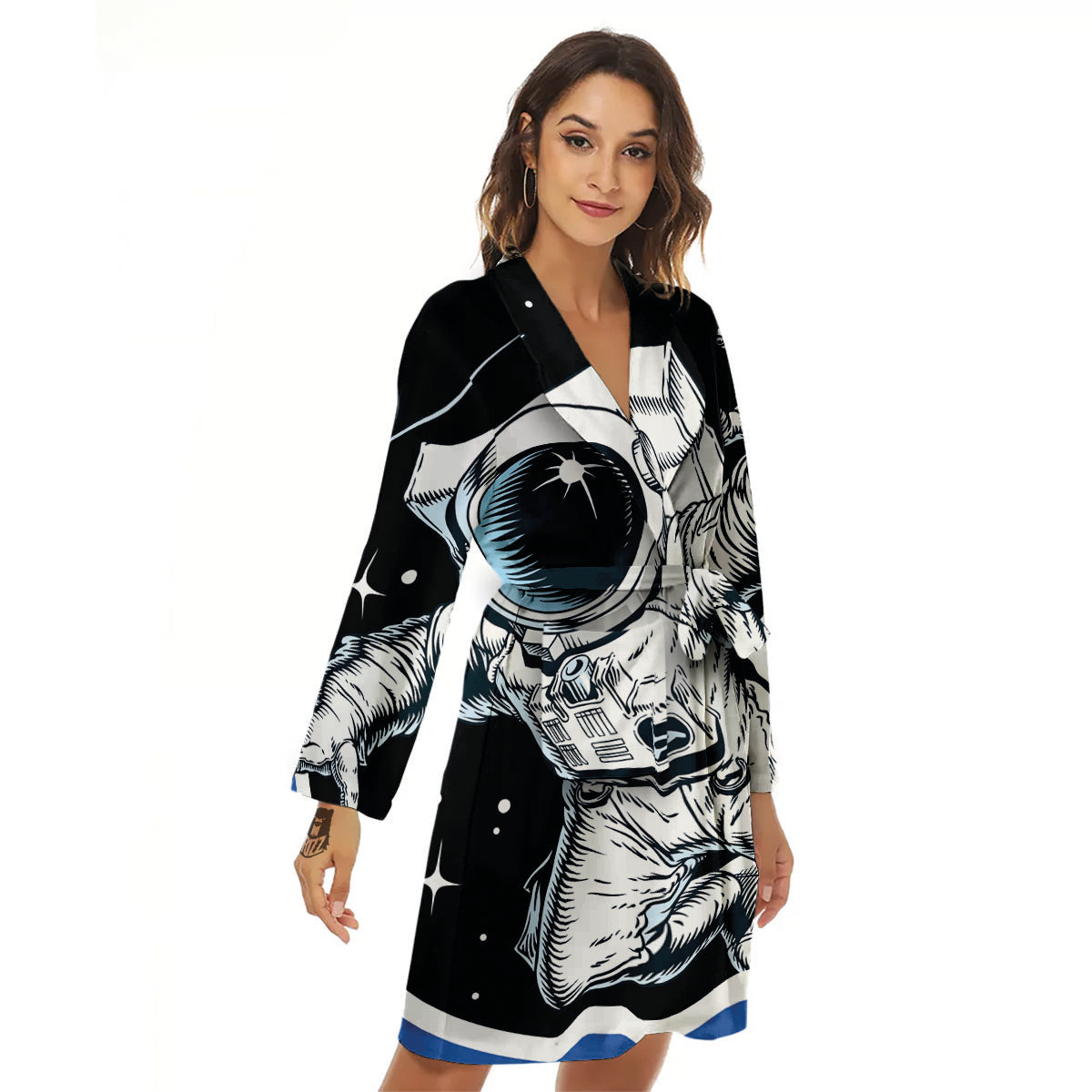 Astronaut In The Space Print Women's Robe-grizzshop