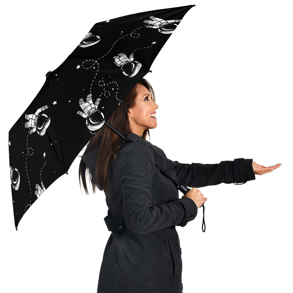Astronaut Pattern Print Automatic Foldable Umbrella-grizzshop