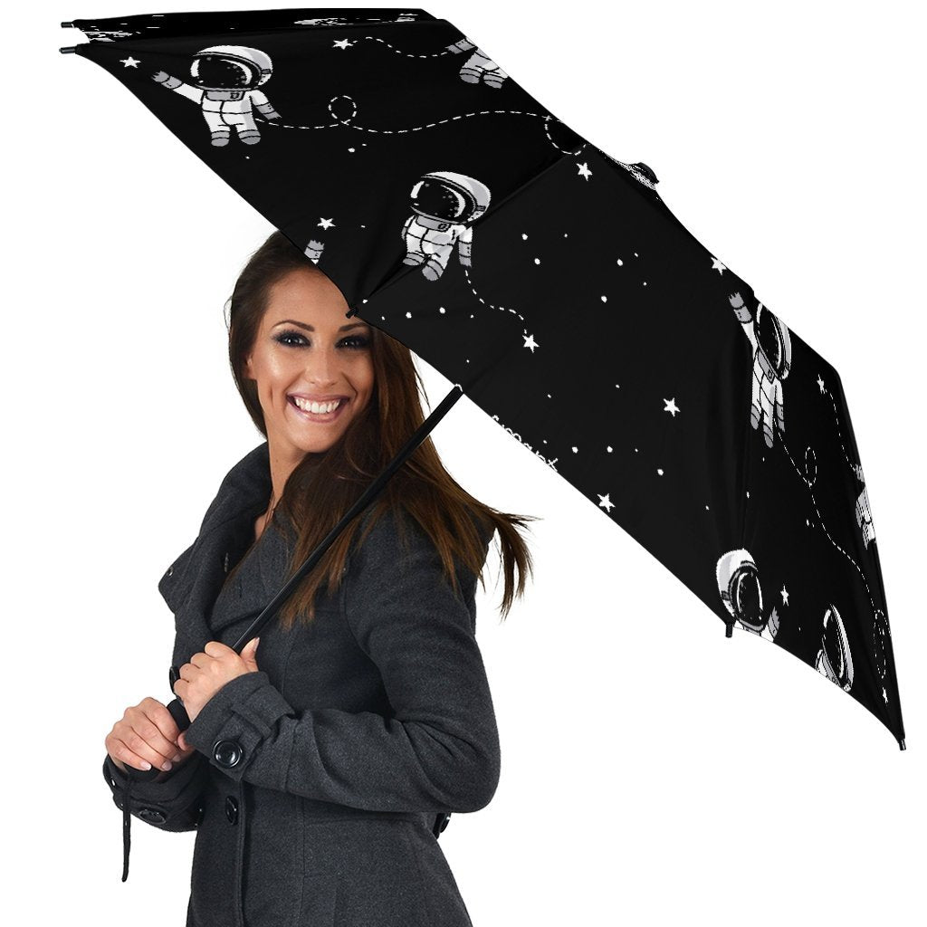 Astronaut Pattern Print Automatic Foldable Umbrella-grizzshop