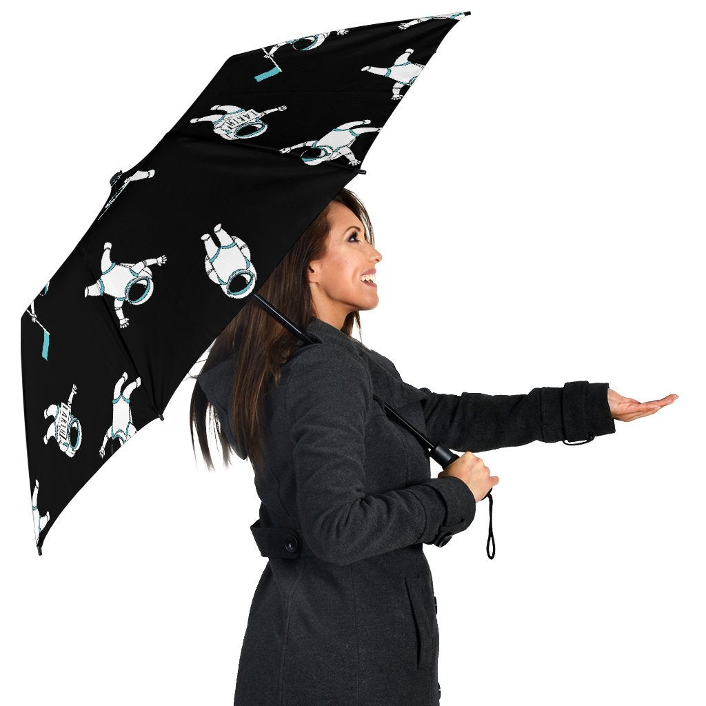 Astronaut Print Pattern Automatic Foldable Umbrella-grizzshop
