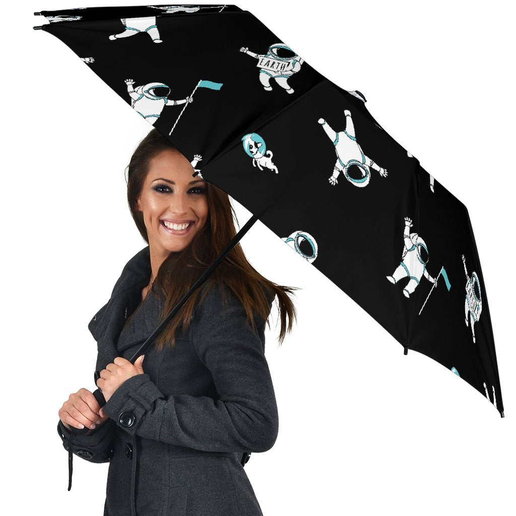 Astronaut Print Pattern Automatic Foldable Umbrella-grizzshop