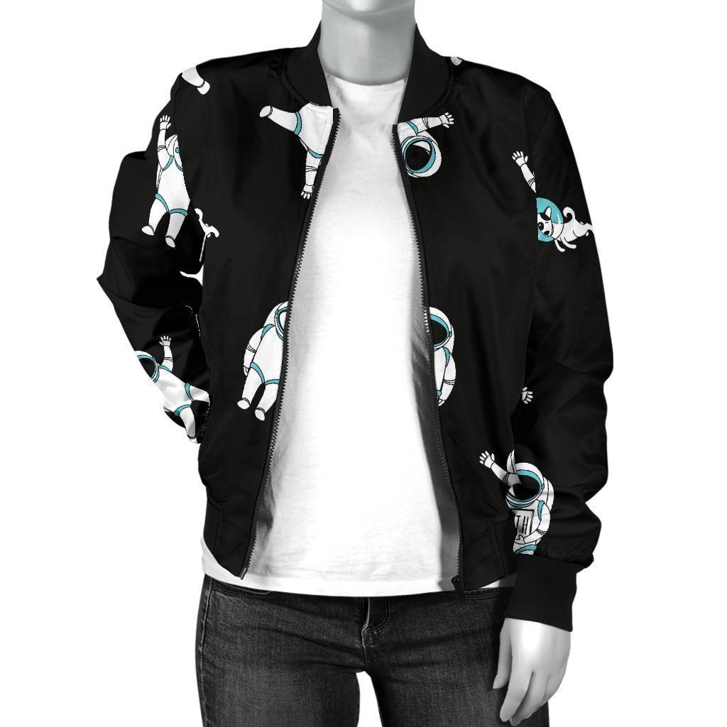 Astronaut Print Pattern Women Casual Bomber Jacket-grizzshop