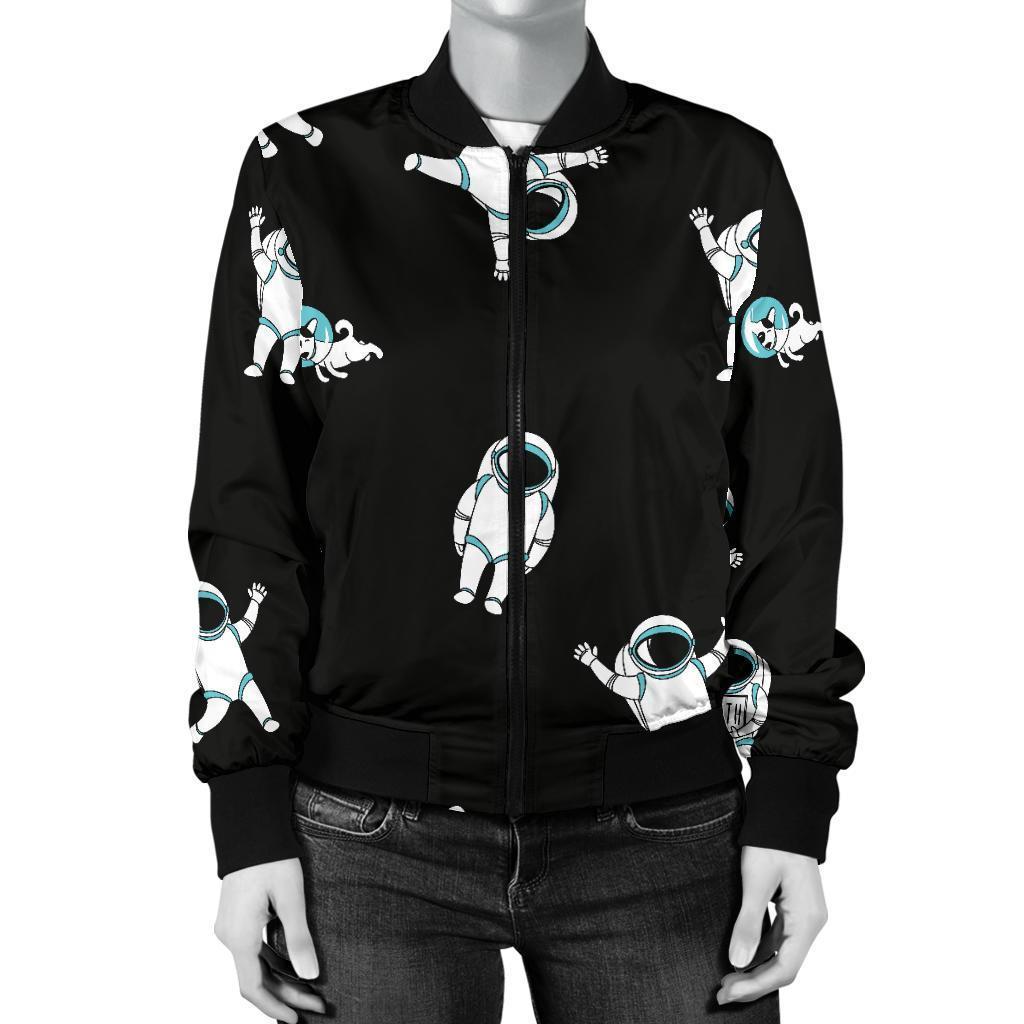 Astronaut Print Pattern Women Casual Bomber Jacket-grizzshop