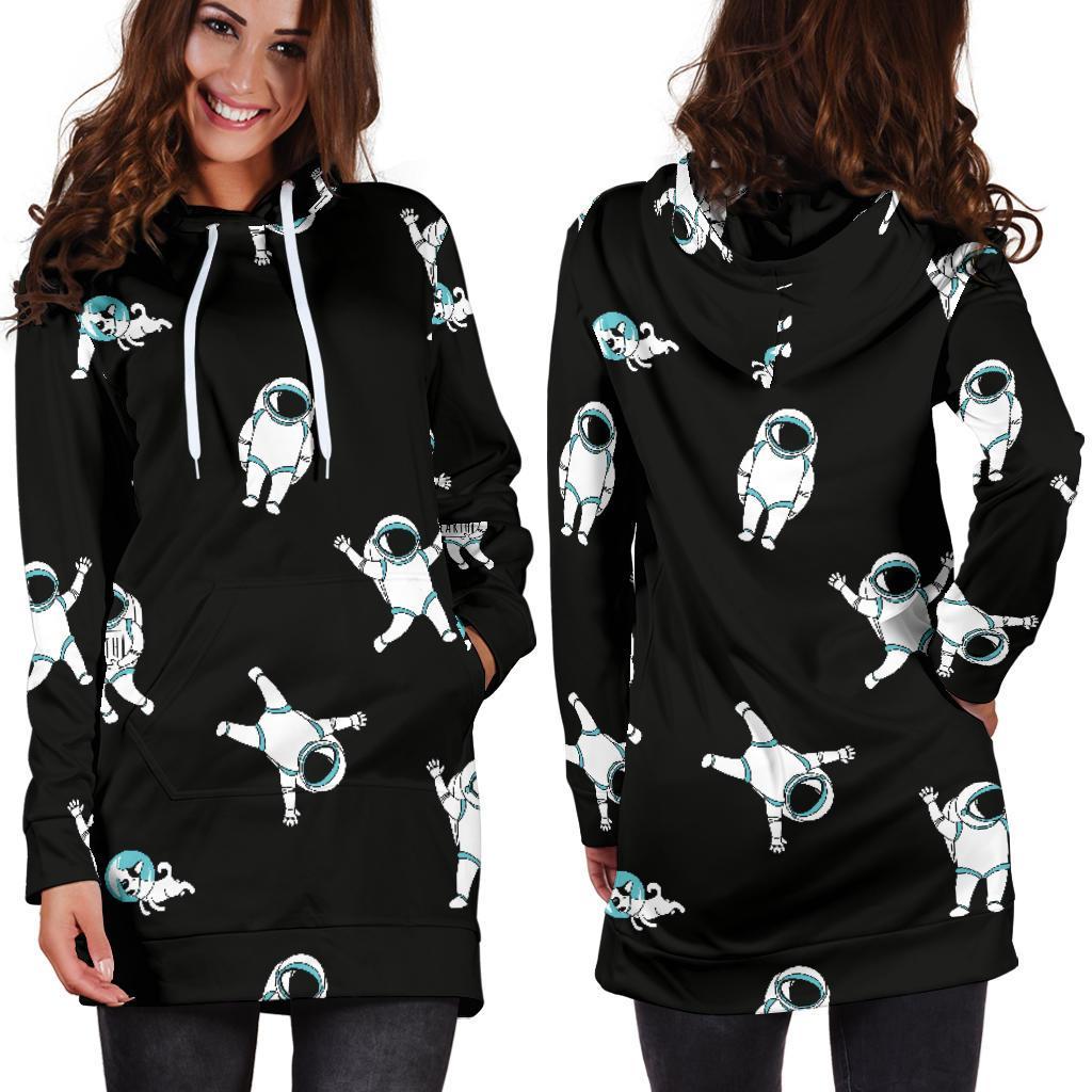 Astronaut Print Pattern Women Hoodie Dress-grizzshop