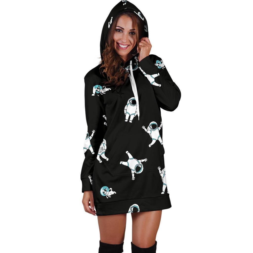 Astronaut Print Pattern Women Hoodie Dress-grizzshop