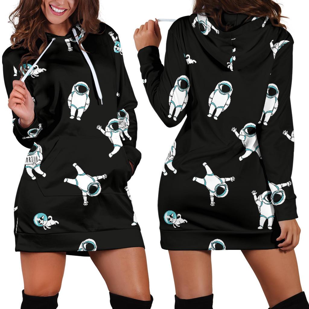 Astronaut Print Pattern Women Hoodie Dress-grizzshop