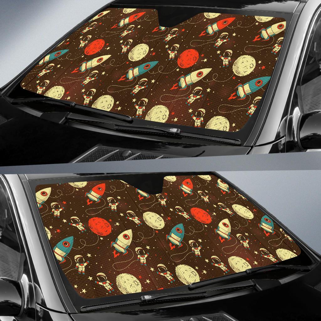 Astronaut Space Pattern Print Car Sun Shade-grizzshop