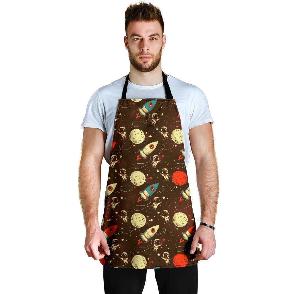 Astronaut Space Pattern Print Men's Apron-grizzshop