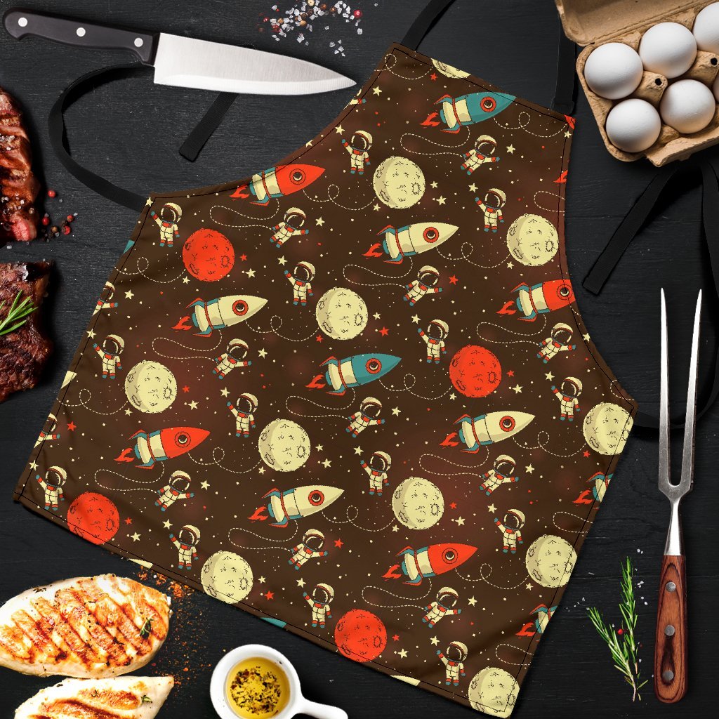 Astronaut Space Pattern Print Men's Apron-grizzshop