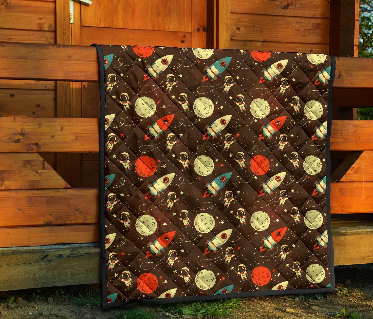Astronaut Space Pattern Print Quilt-grizzshop
