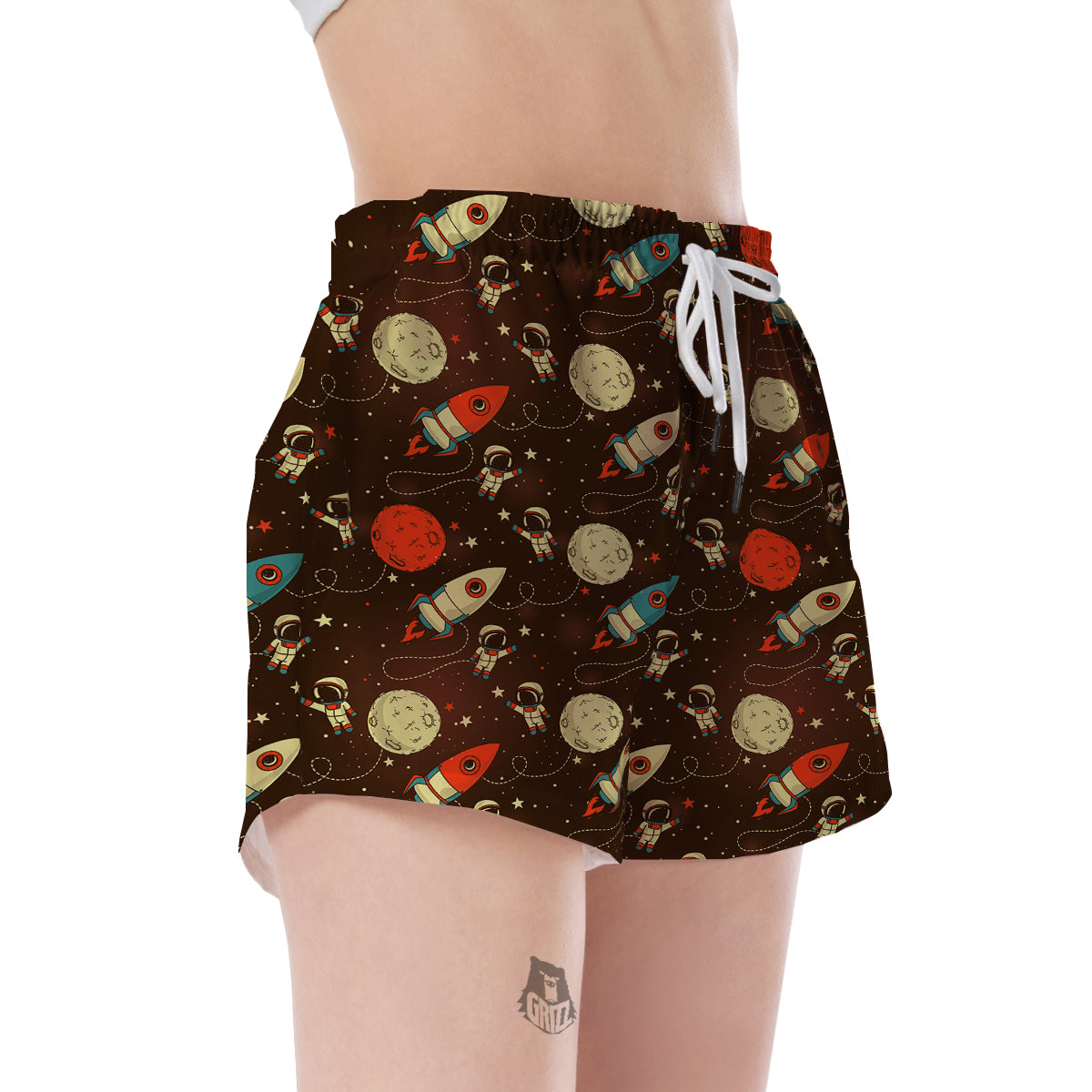 Astronaut Space Pattern Print Women's Shorts-grizzshop