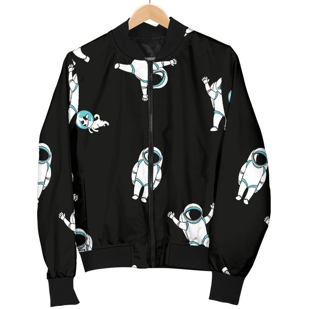 Astronaut Print Pattern Women Casual Bomber Jacket-grizzshop