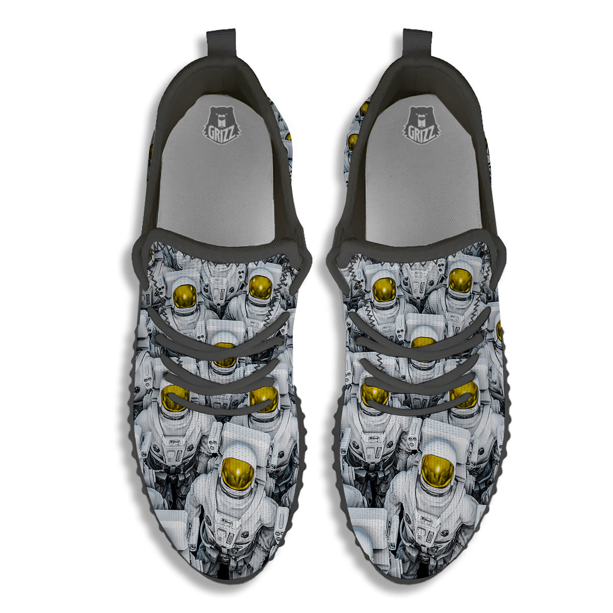 Astronauts Group Print Black Walking Shoes-grizzshop