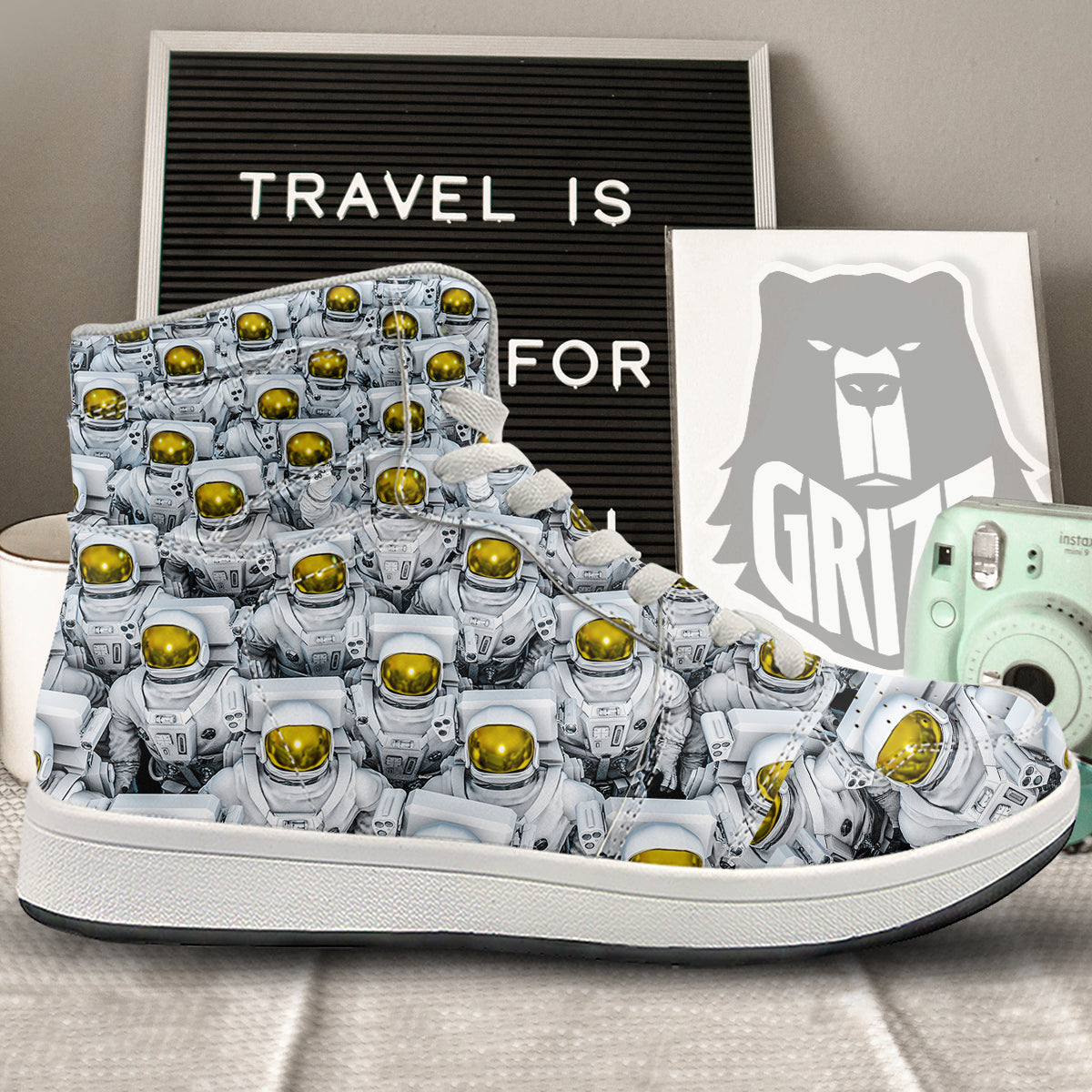 Astronauts Group Print High Top Sneakers-grizzshop