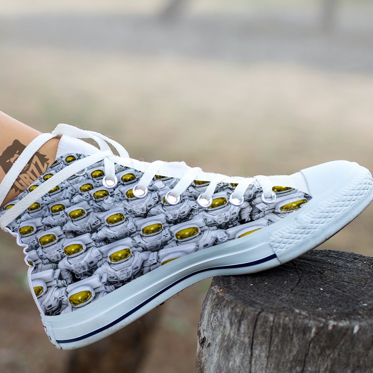 Astronauts Group Print White High Top Shoes-grizzshop