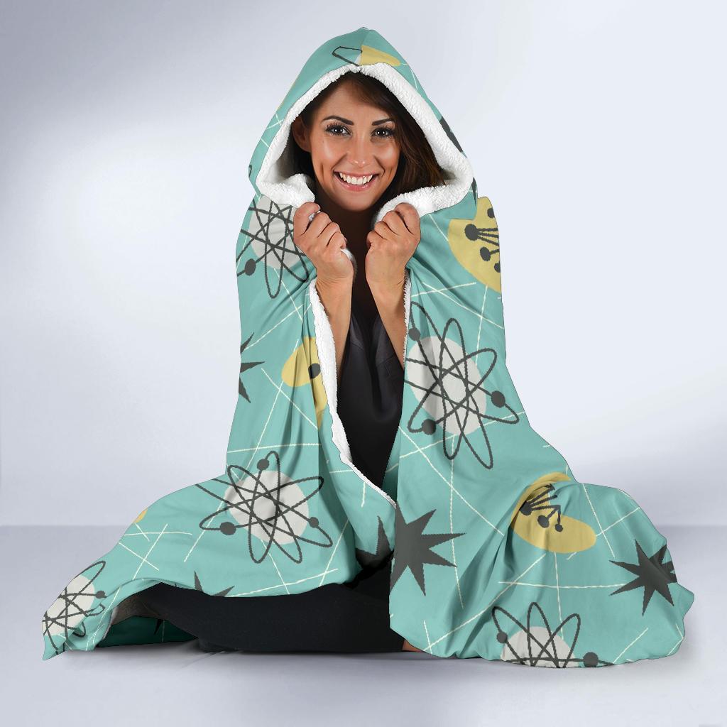 Atom Science Pattern Print Hooded Blanket-grizzshop