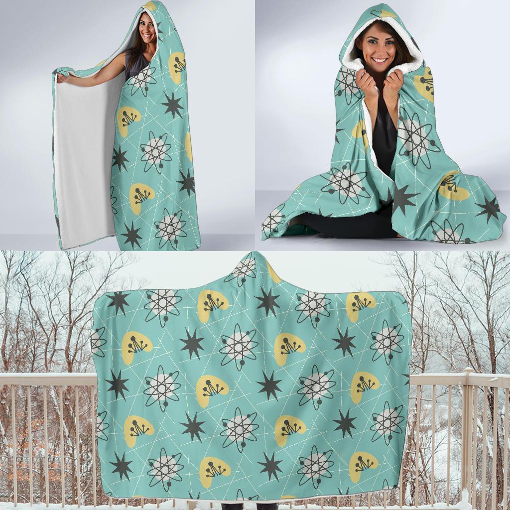 Atom Science Pattern Print Hooded Blanket-grizzshop