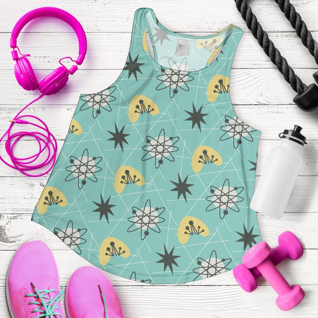 Atom Science Pattern Print Women's Racerback Tank Tops-grizzshop