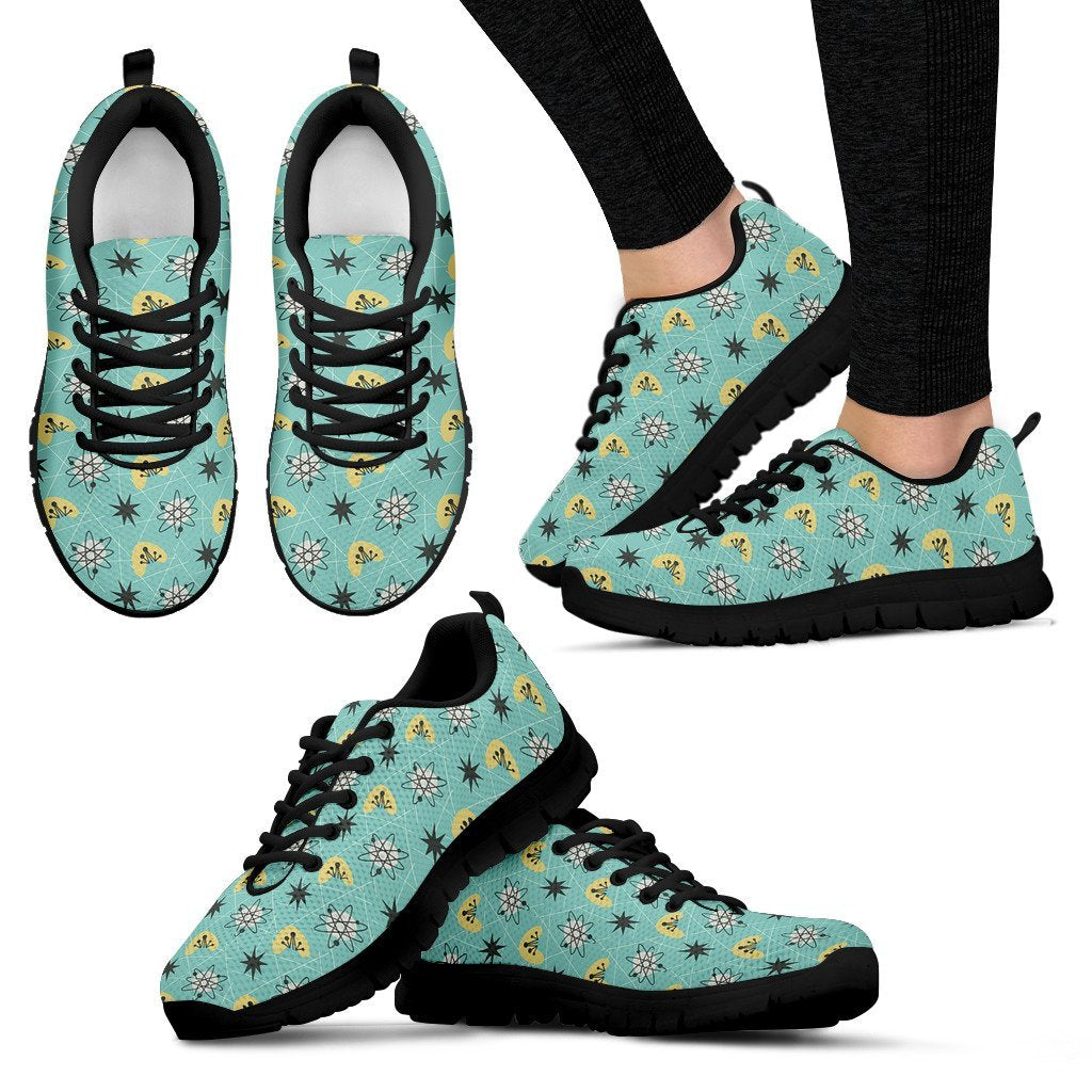 Atom Science Pattern Print Black Sneaker Shoes For Men Women-grizzshop