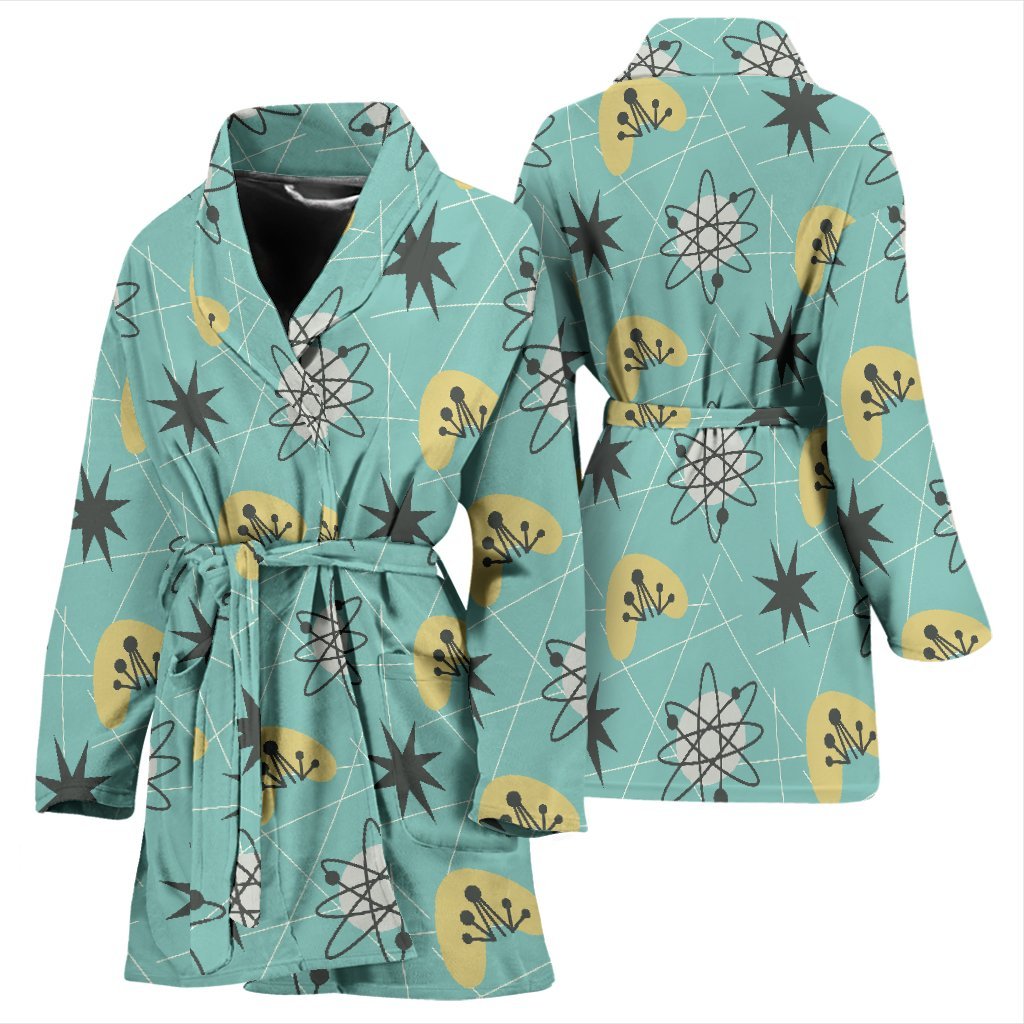 Atom Science Pattern Print Women Long Robe-grizzshop