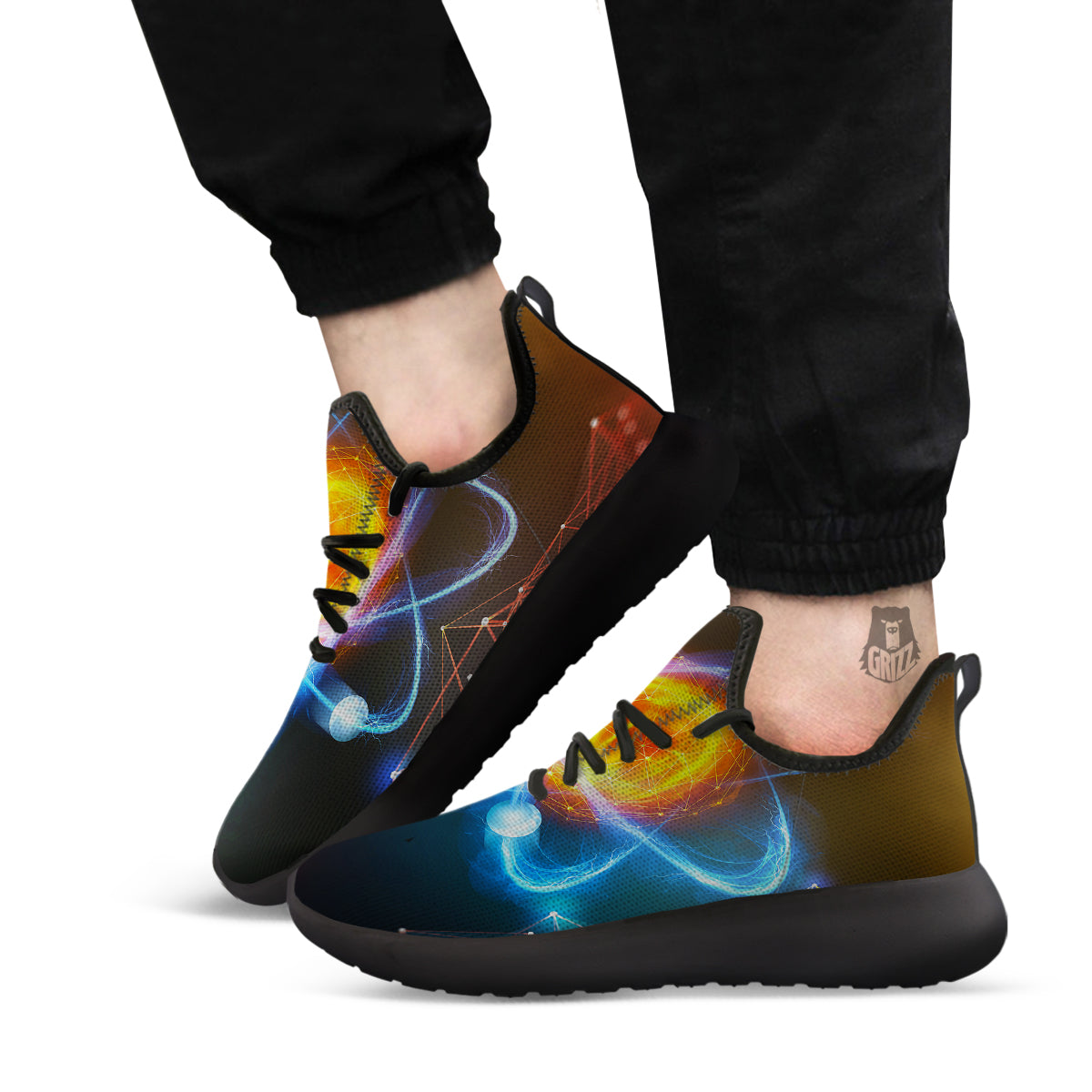 Atomic Structure Print Black Athletic Shoes-grizzshop