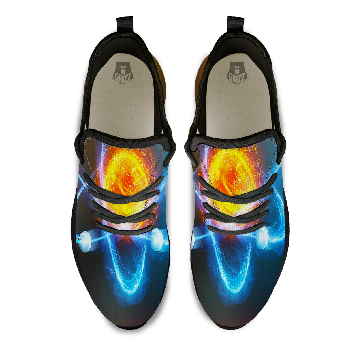 Atomic Structure Print Black Athletic Shoes-grizzshop