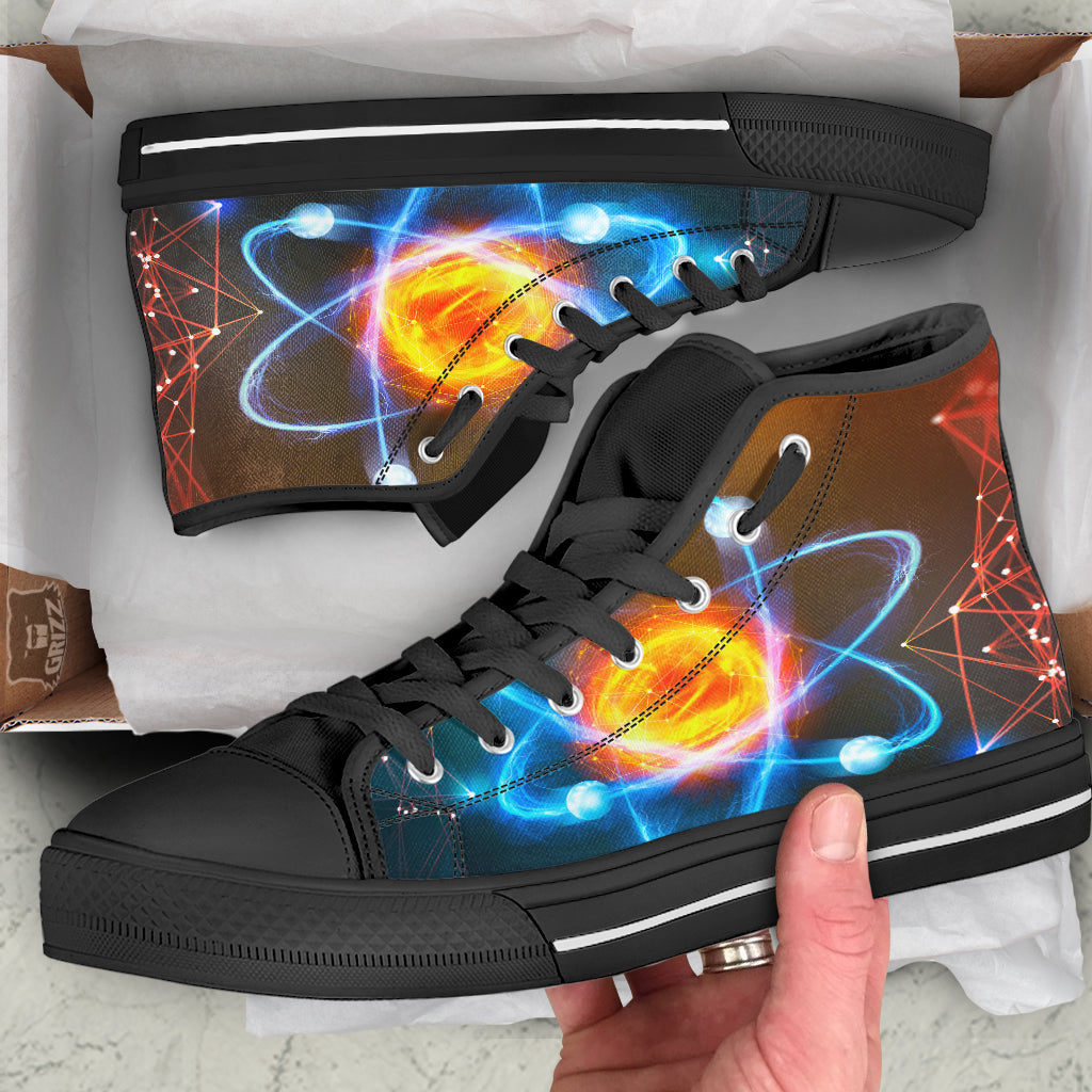 Atomic Structure Print Black High Top Shoes-grizzshop