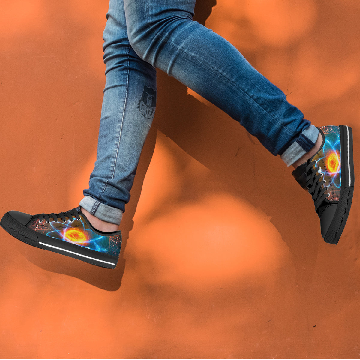 Atomic Structure Print Black Low Top Shoes-grizzshop