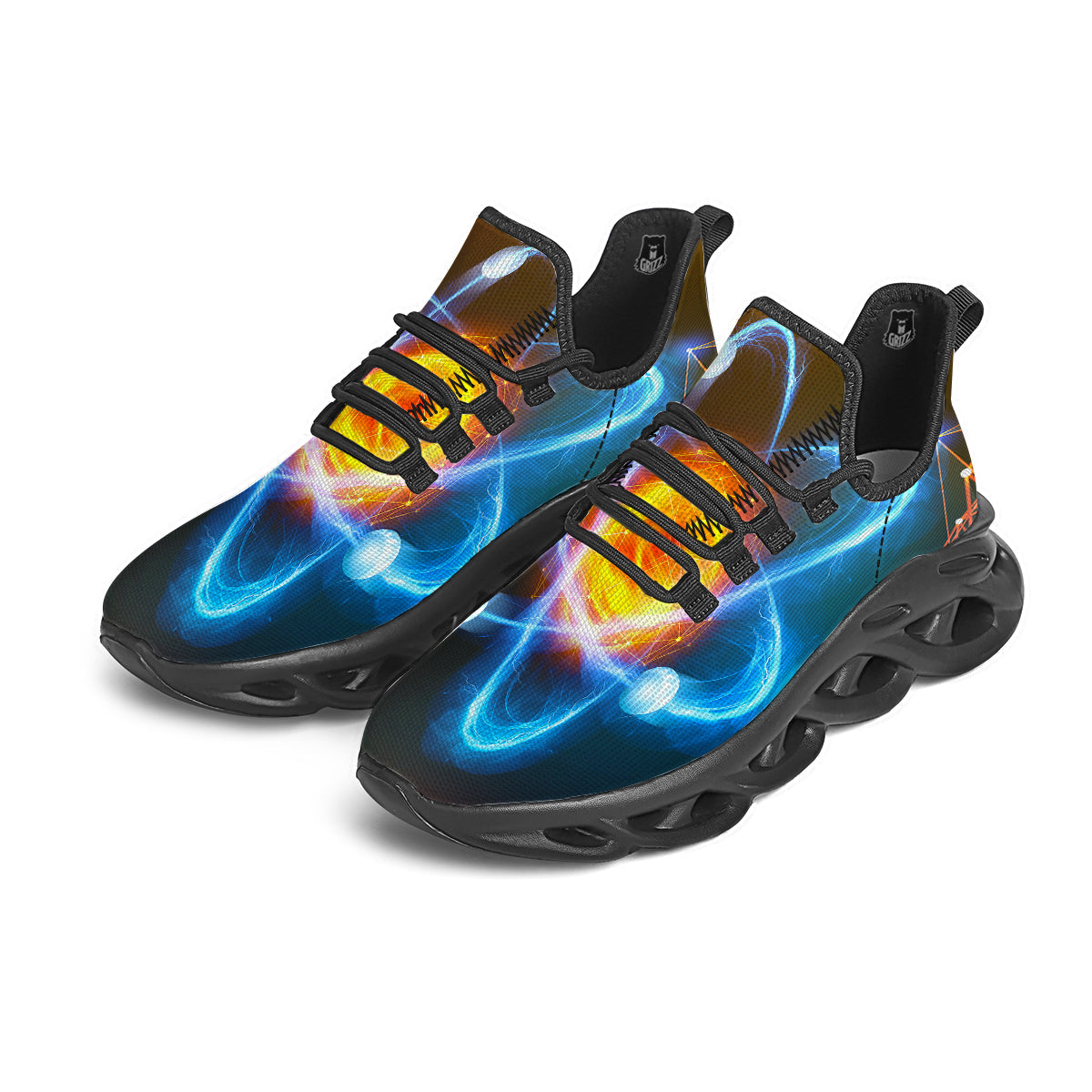 Atomic Structure Print Black Running Shoes-grizzshop