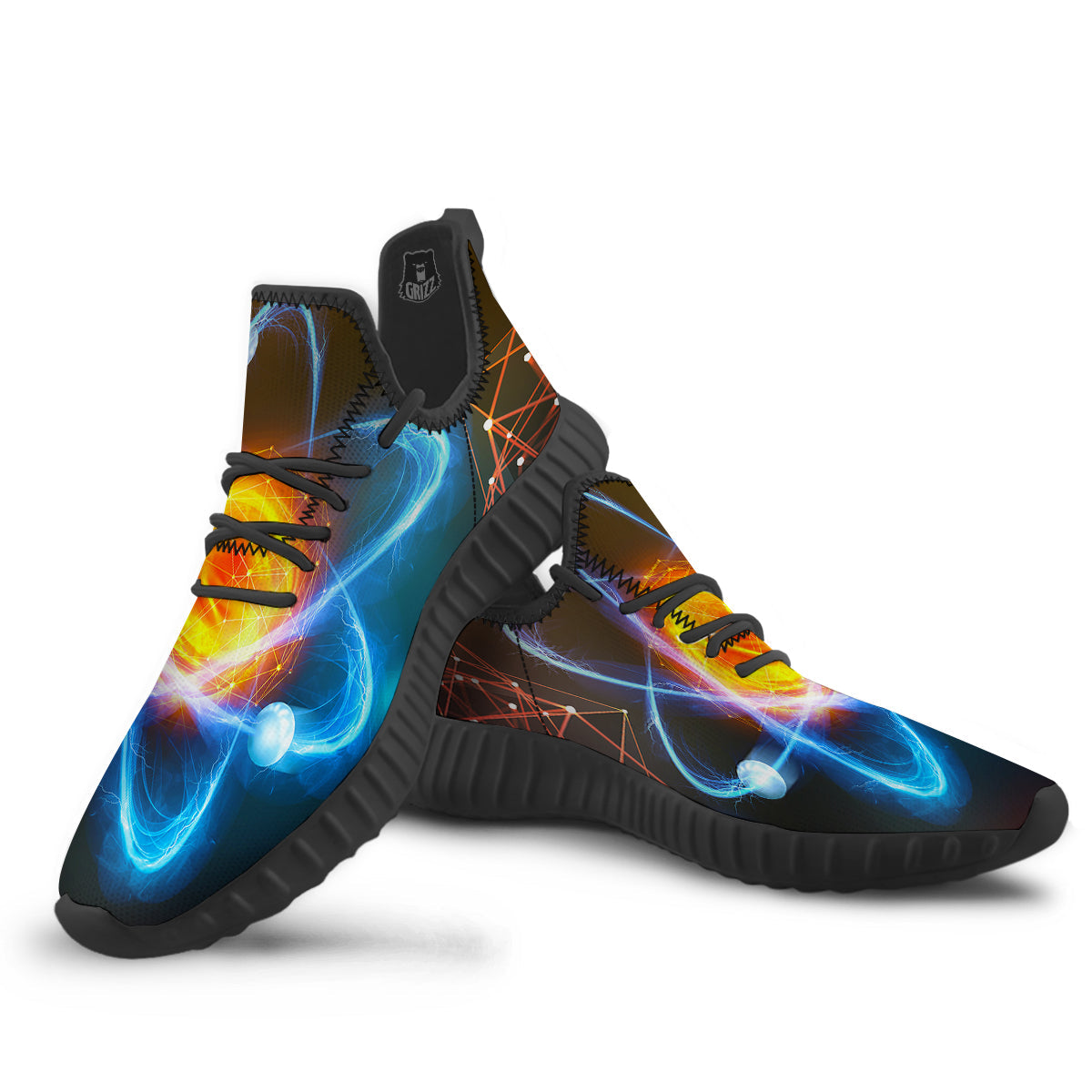 Atomic Structure Print Black Walking Shoes-grizzshop