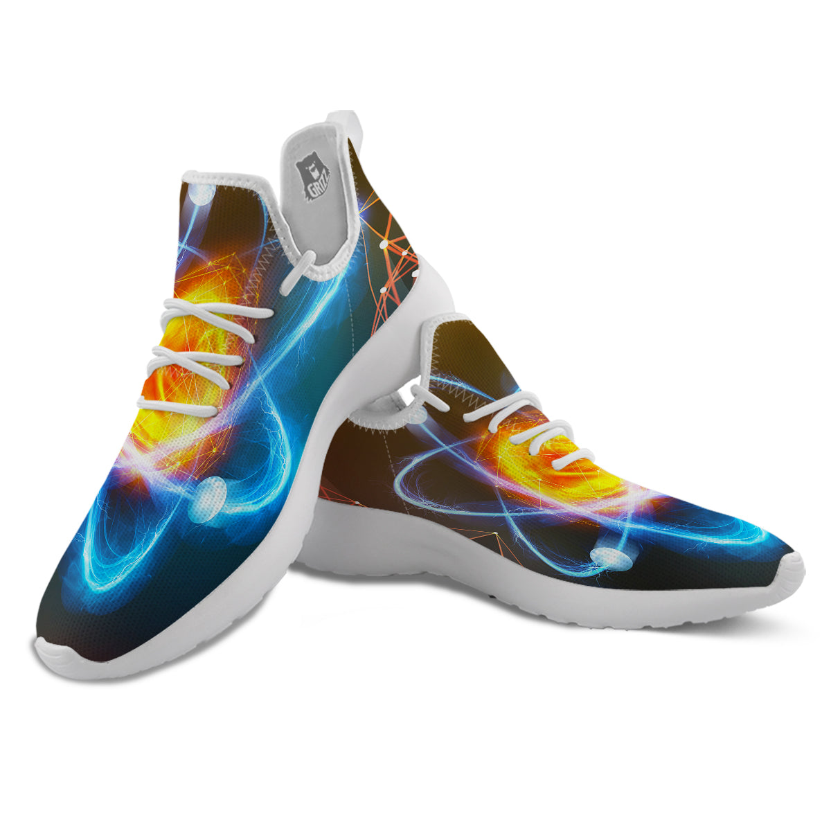 Atomic Structure Print White Athletic Shoes-grizzshop