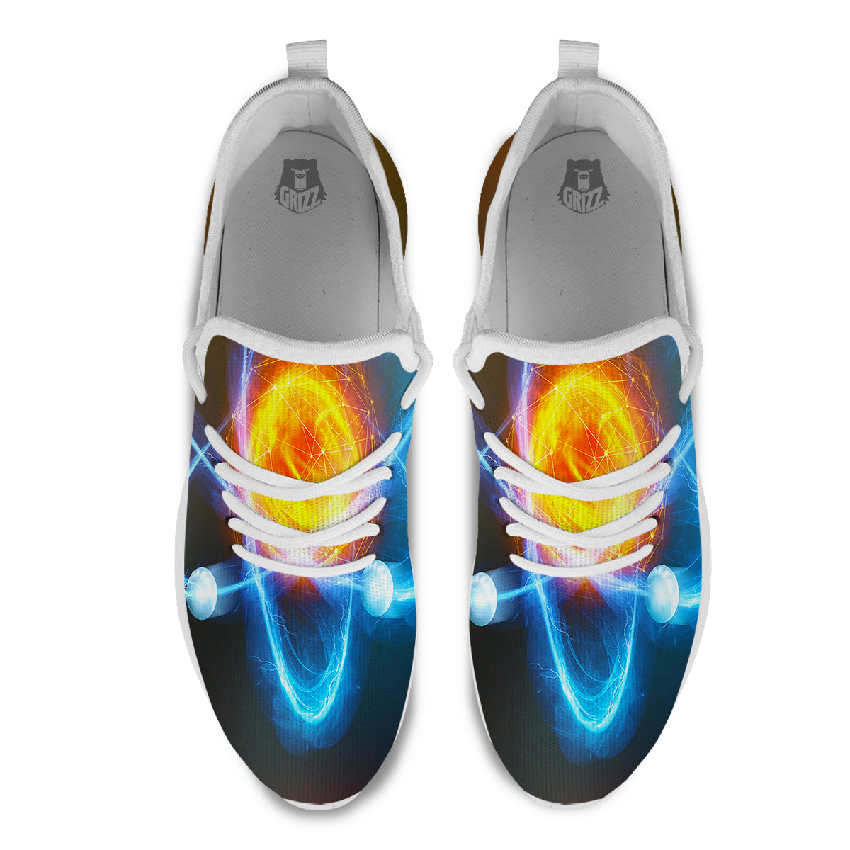 Atomic Structure Print White Athletic Shoes-grizzshop