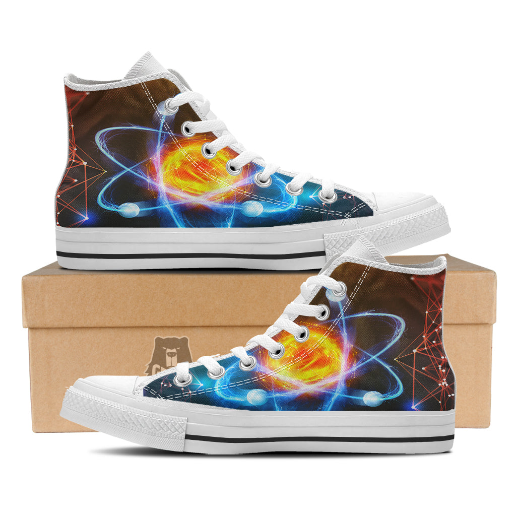 Atomic Structure Print White High Top Shoes-grizzshop