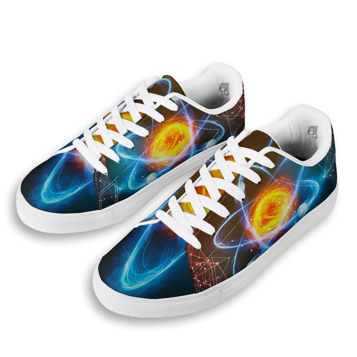 Atomic Structure Print White Low Top Sneakers-grizzshop