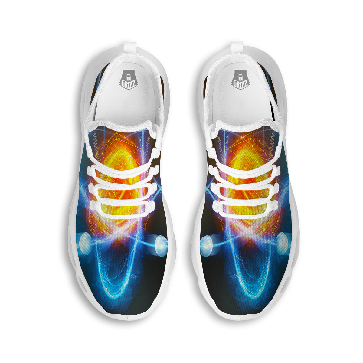 Atomic Structure Print White Running Shoes-grizzshop