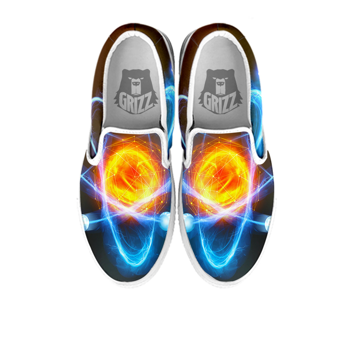 Atomic Structure Print White Slip On Shoes-grizzshop