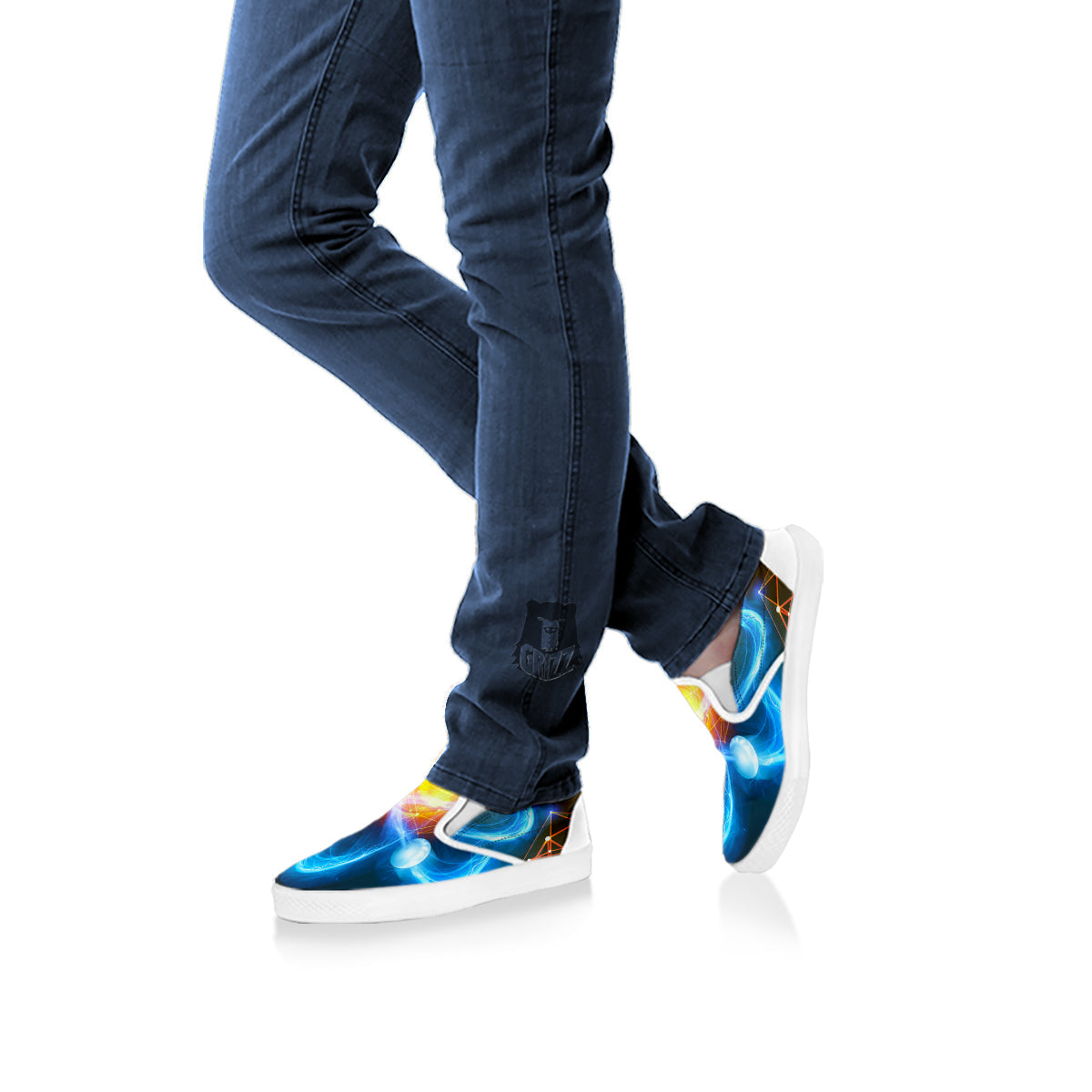 Atomic Structure Print White Slip On Shoes-grizzshop