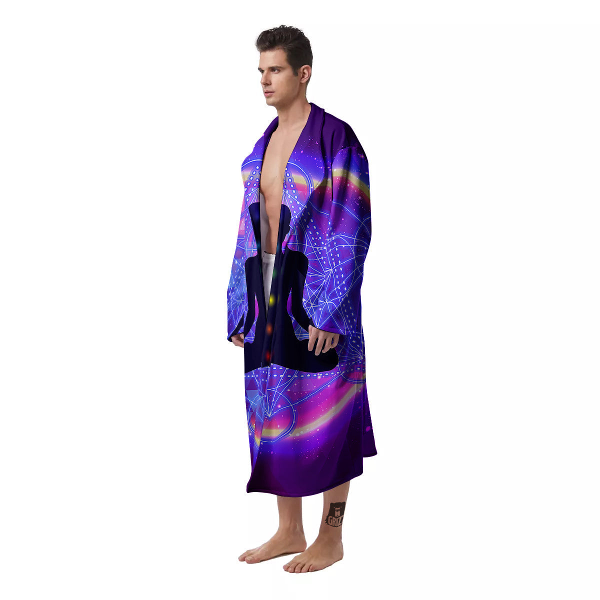 Aura Chakras Colorful Print Men's Robe-grizzshop