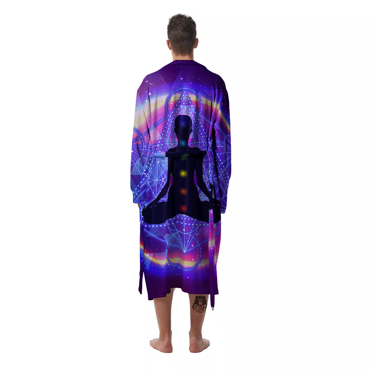 Aura Chakras Colorful Print Men's Robe-grizzshop