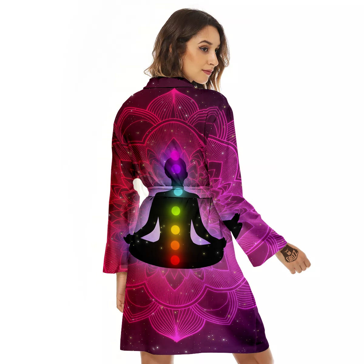 Aura Mandala Chakras Print Women's Robe-grizzshop