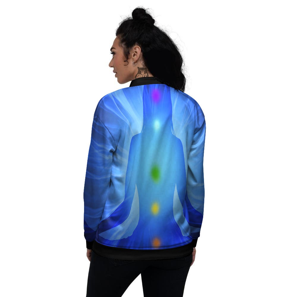 Aura Seven Chakras Print Women's Bomber Jacket-grizzshop