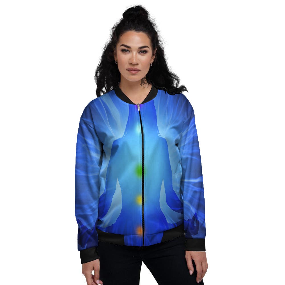 Aura Seven Chakras Print Women's Bomber Jacket-grizzshop
