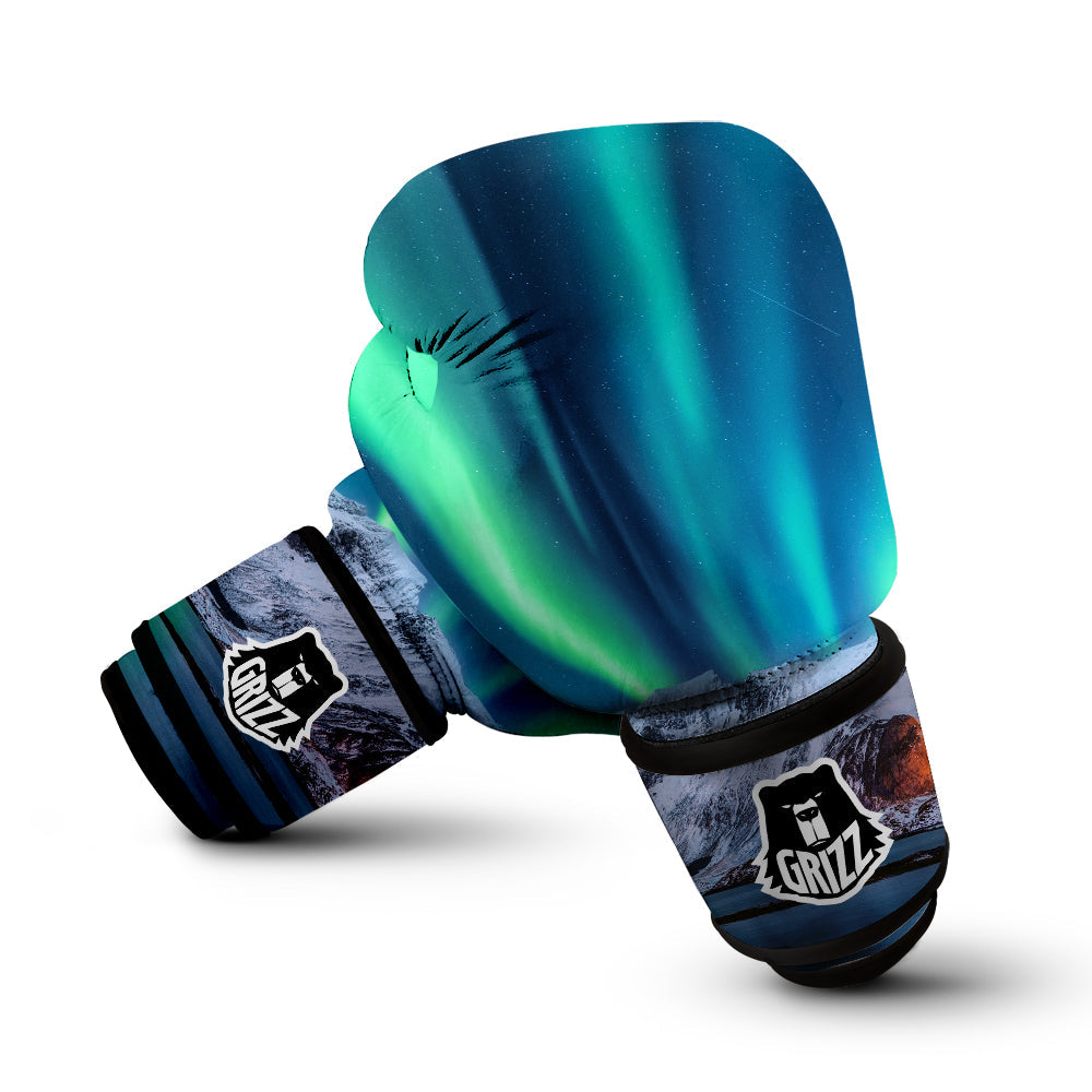 Aurora Green Northern Lights Print Boxing Gloves-grizzshop