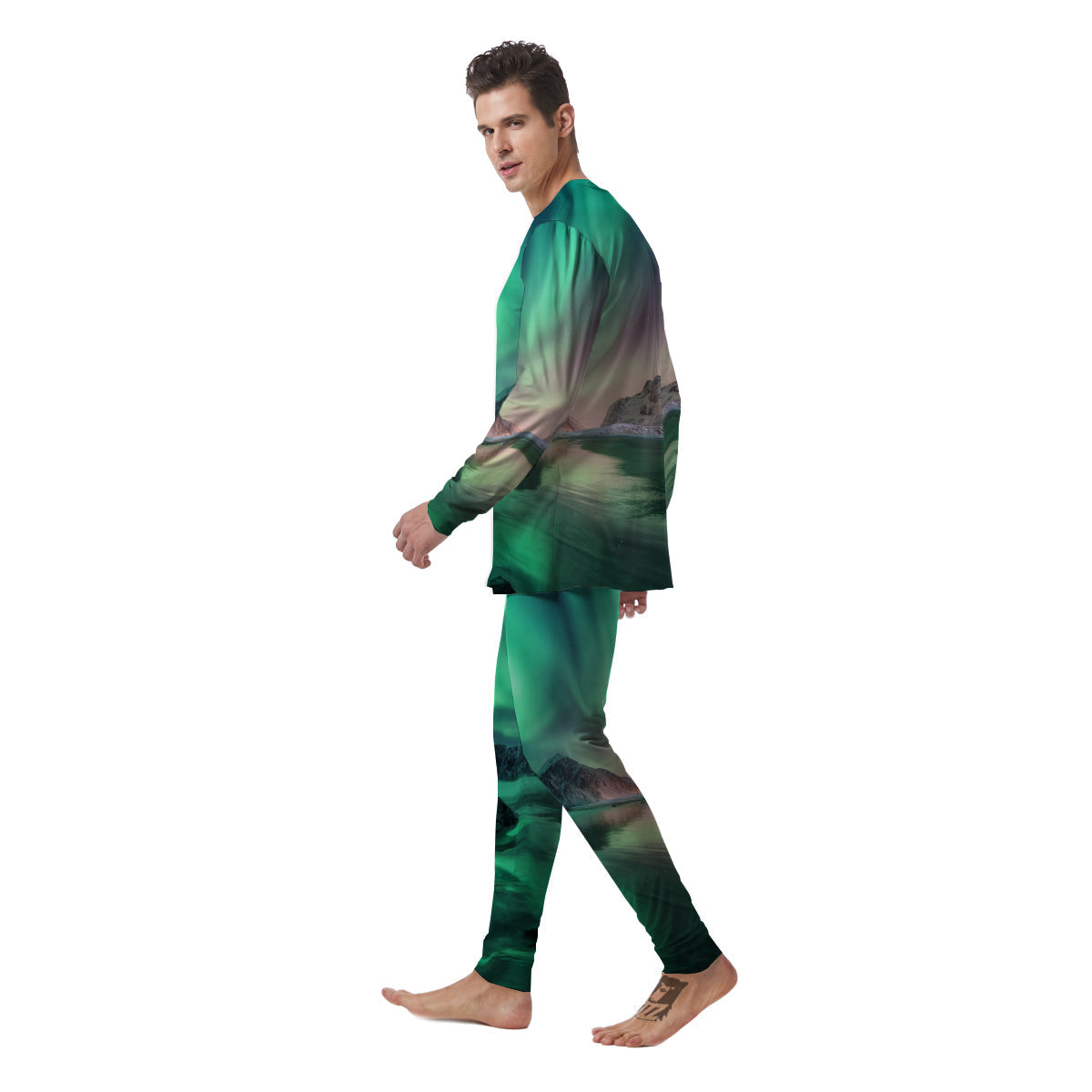 Aurora Northern Lights Print Men's Pajamas-grizzshop