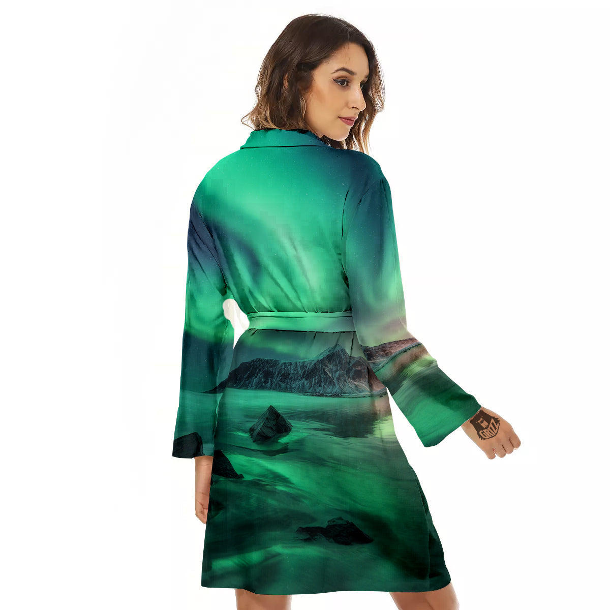 Aurora Northern Lights Print Women's Robe-grizzshop