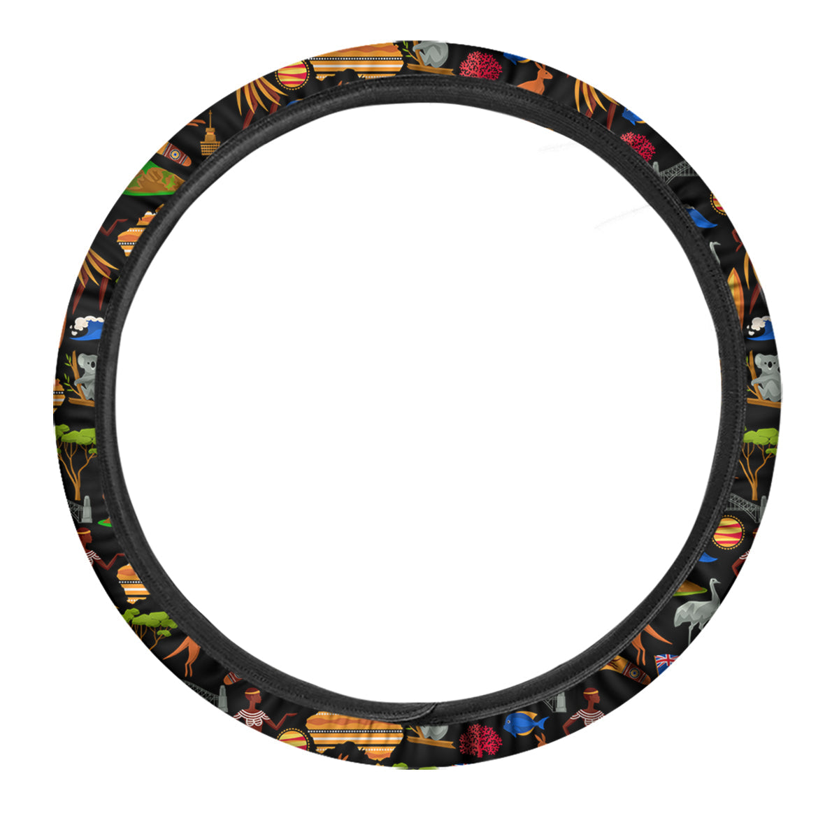 Australia Symbols Print Pattern Car Steering Wheel Cover-grizzshop