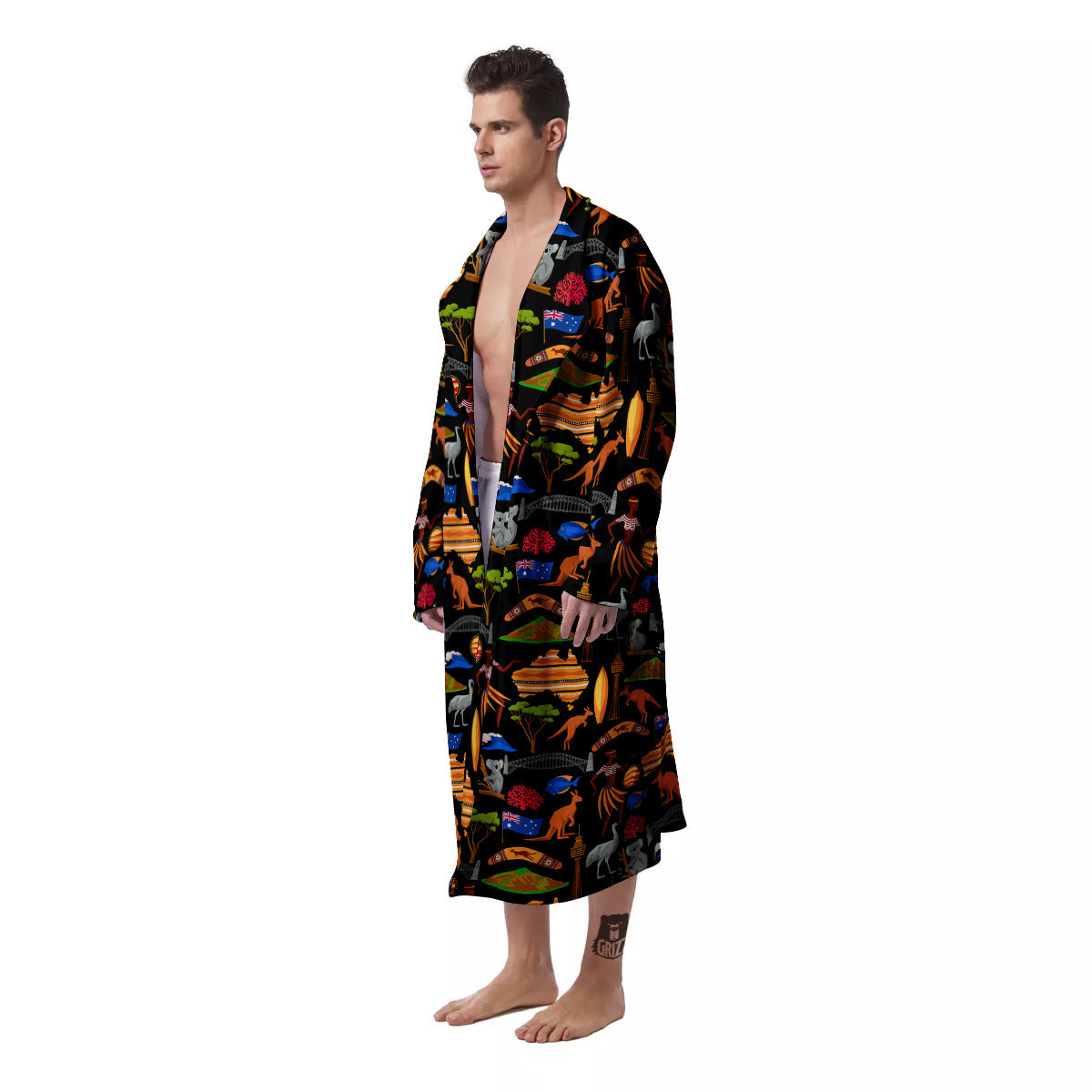 Australia Symbols Print Pattern Men's Robe-grizzshop