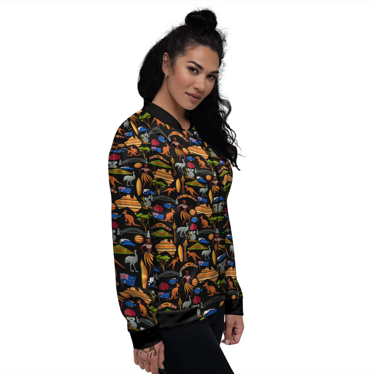 Australia Symbols Print Pattern Women's Bomber Jacket-grizzshop